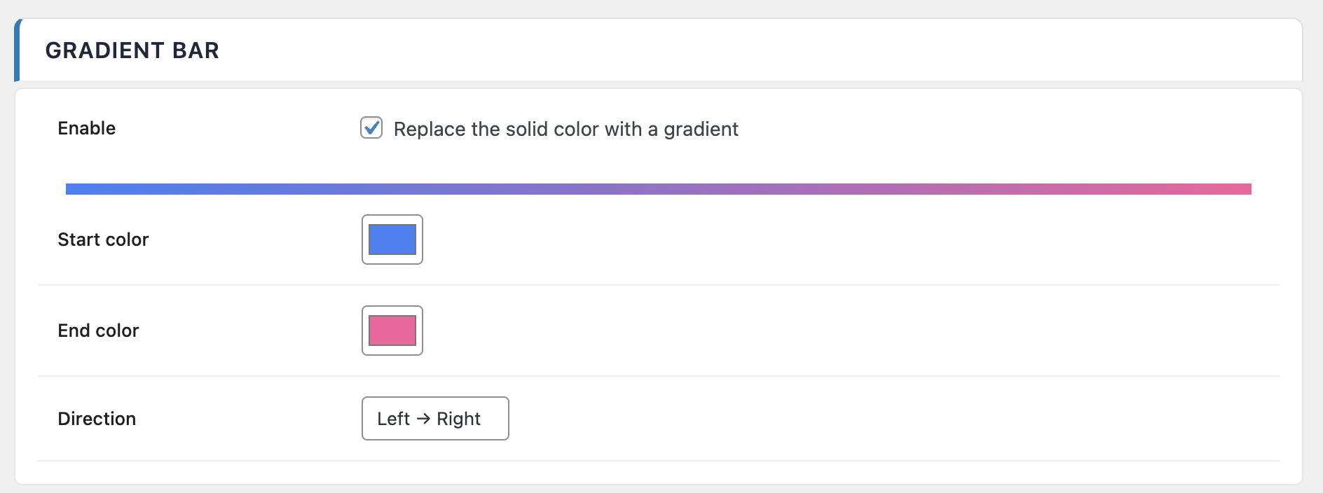 Impostazioni del gradiente di colore con anteprima in tempo reale in ReadNinja Pro